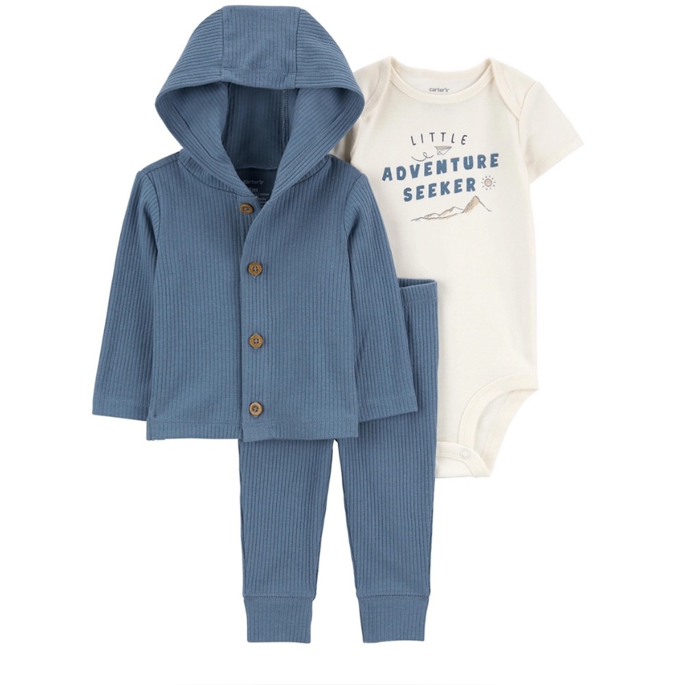 NWT, Carters 3-piece Hooded Cardigan Set, 12m